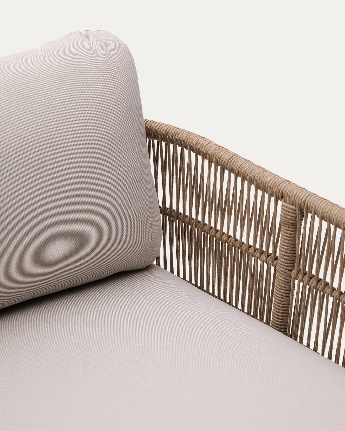 Lettino doppio Catalina in corda beige e 100% legno massiccio di acacia
