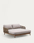 Lettino doppio Catalina in corda beige e 100% legno massiccio di acacia