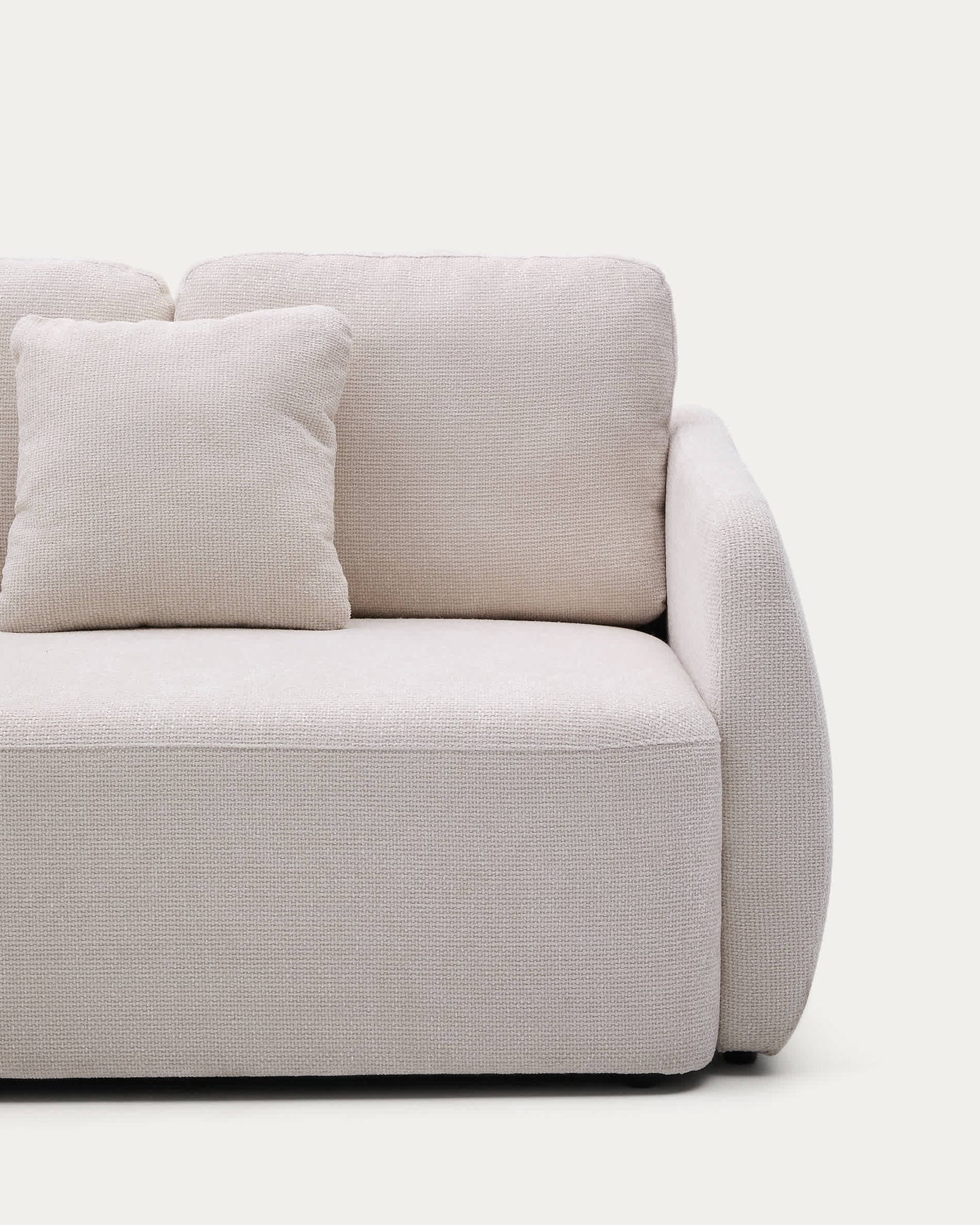 Divano letto Laira a 3 posti in ciniglia écru 218 cm