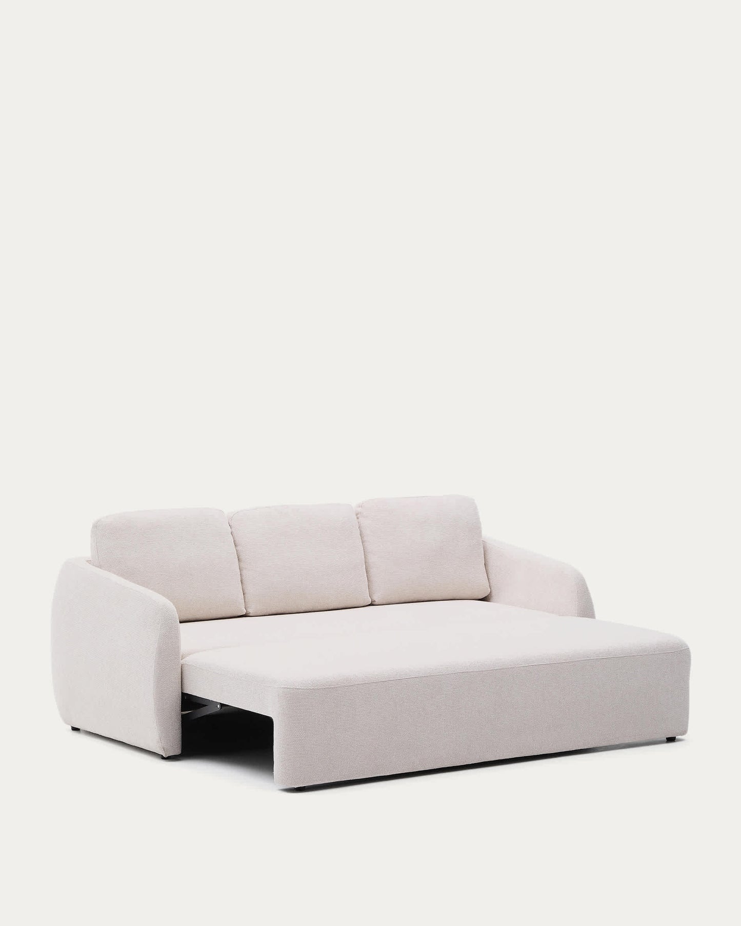 Divano letto Laira a 3 posti in ciniglia écru 218 cm