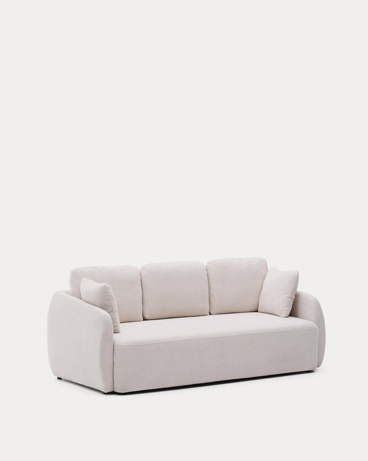 Divano letto Laira a 3 posti in ciniglia écru 218 cm