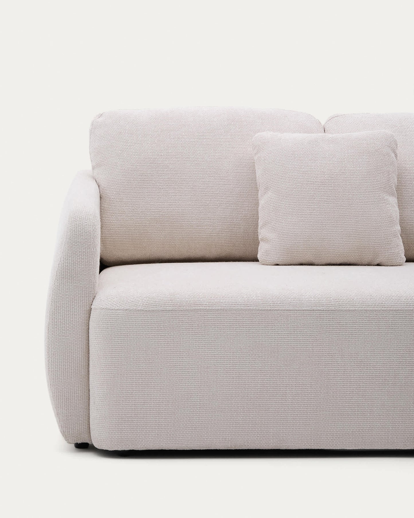 Divano letto Laira a 3 posti in ciniglia con chaise longue destra écru 246 cm