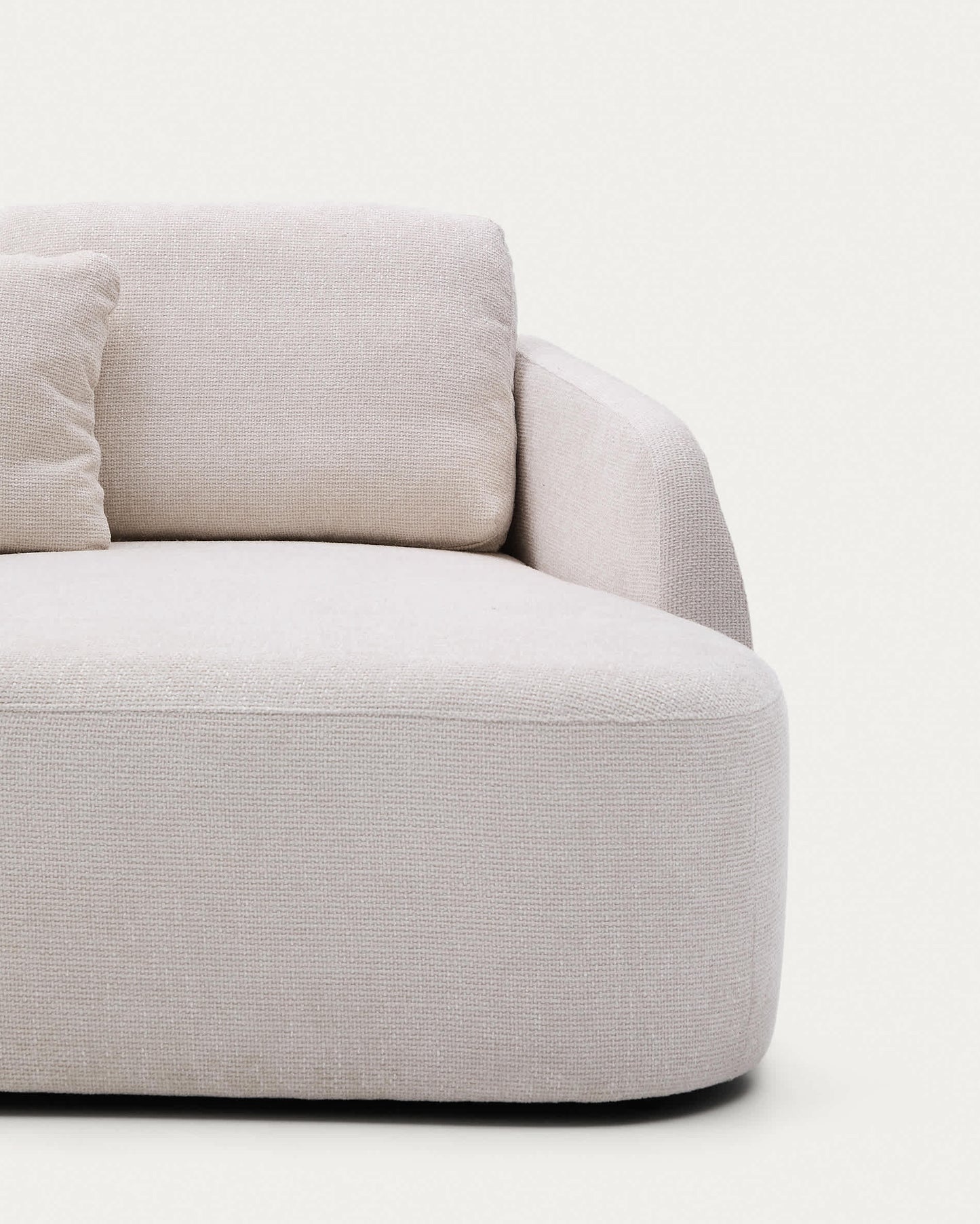 Divano letto Laira a 3 posti in ciniglia con chaise longue destra écru 246 cm