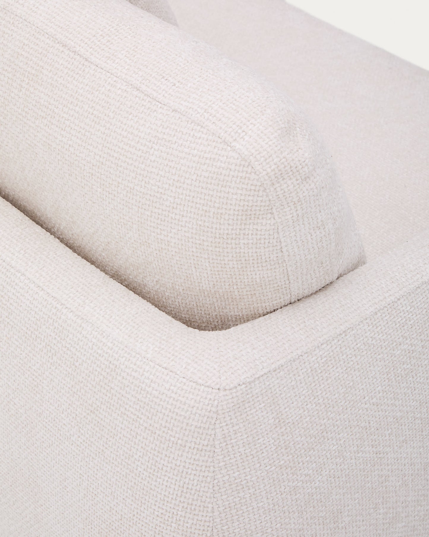 Divano letto Laira a 3 posti in ciniglia con chaise longue destra écru 246 cm
