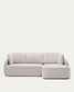Divano letto Laira a 3 posti in ciniglia con chaise longue destra écru 246 cm