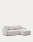 Divano letto Laira a 3 posti in ciniglia con chaise longue destra écru 246 cm
