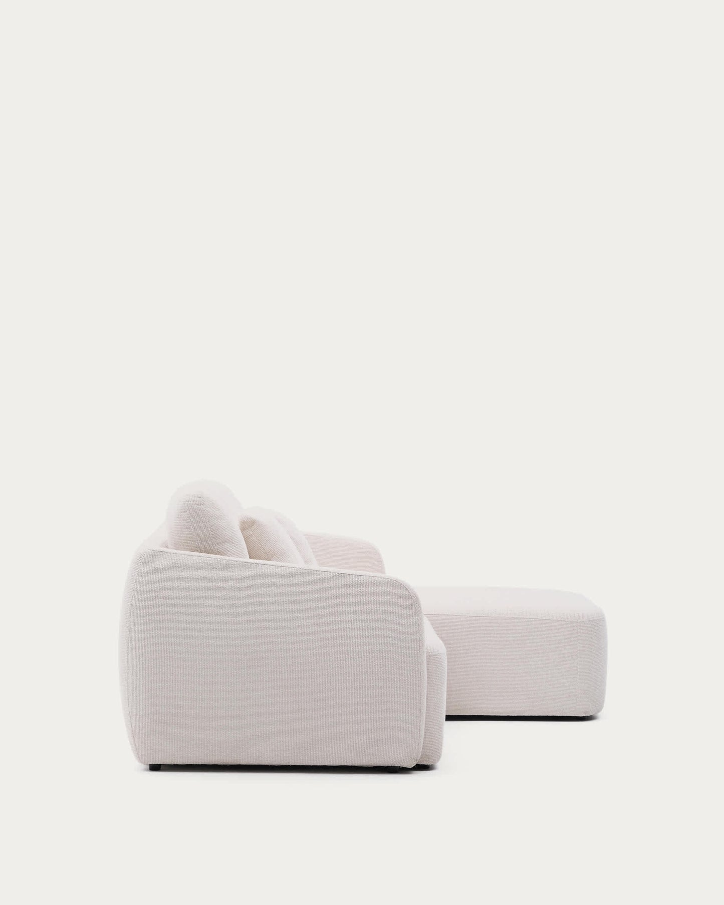 Divano letto Laira a 3 posti in ciniglia con chaise longue destra écru 246 cm