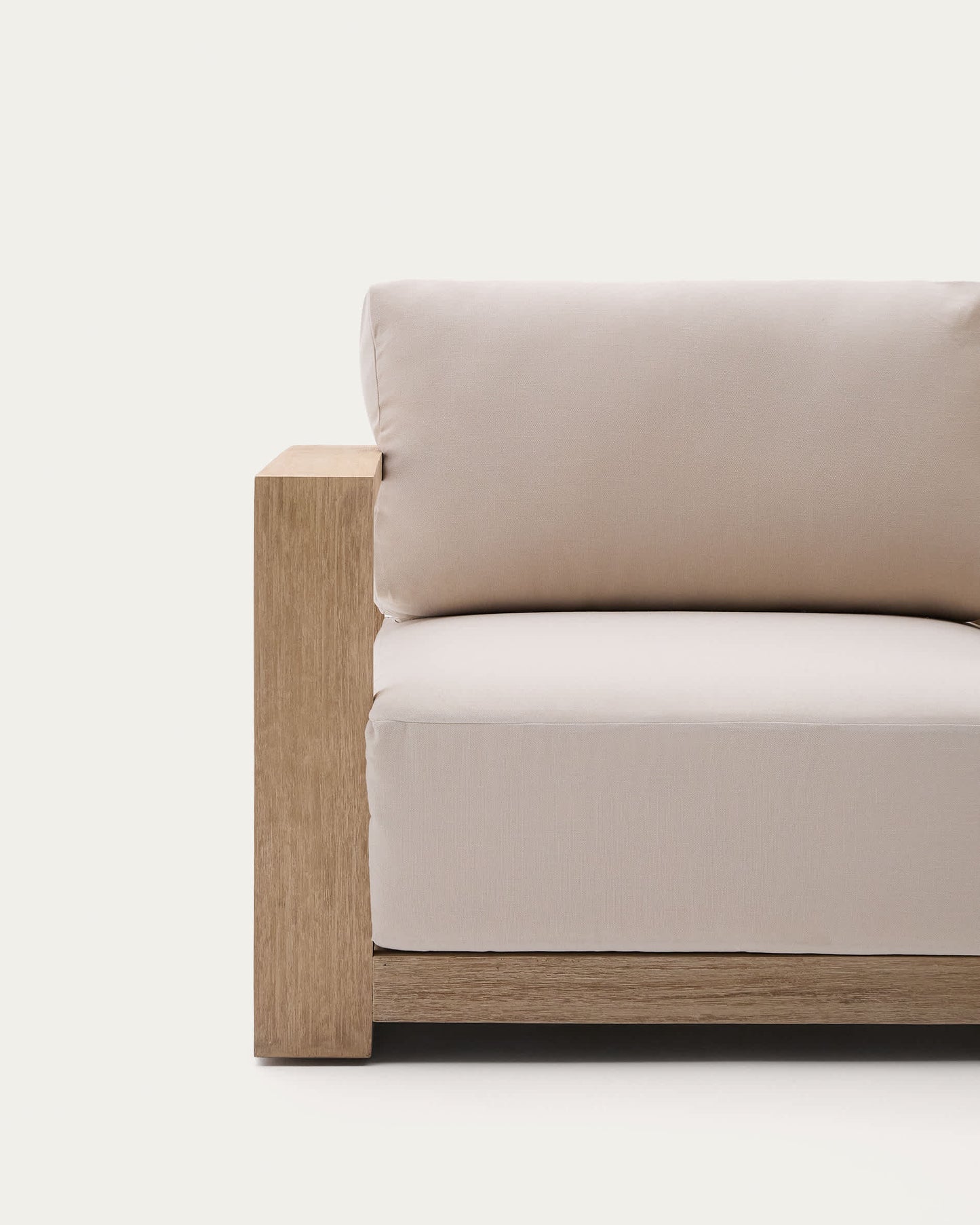 Divano Ambra a 3 posti in legno massiccio di acacia con finitura chiara 249 cm