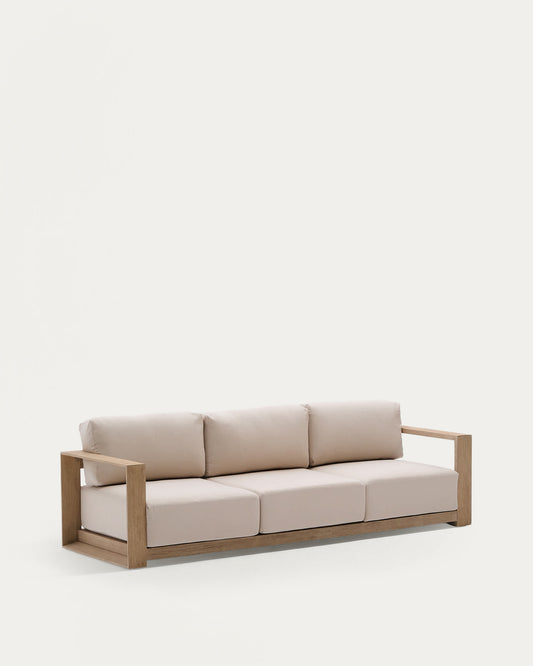 Divano Ambra a 3 posti in legno massiccio di acacia con finitura chiara 249 cm