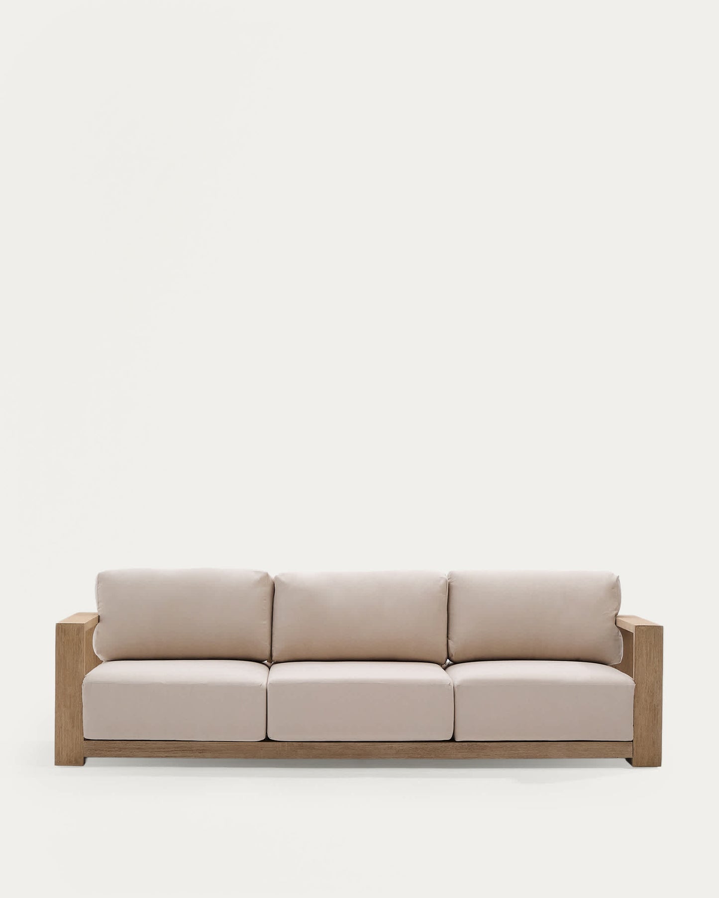 Divano Ambra a 3 posti in legno massiccio di acacia con finitura chiara 249 cm