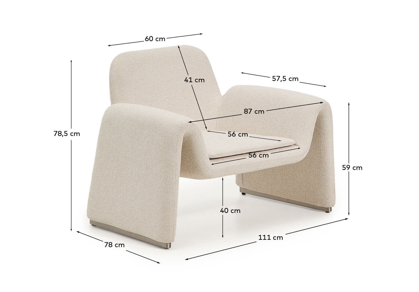 Poltrona Melvia in ciniglia beige
