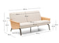 Divano Amsen 2 posti beige in compensato di rovere beige con gambe in acciaio inox spazzolato 165 cm