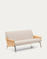 Divano Amsen 2 posti beige in compensato di rovere beige con gambe in acciaio inox spazzolato 165 cm