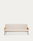 Divano Amsen 3 posti in ciniglia beige, in compensato di rovere beige con gambe in acciaio inox spazzolato 205 cm