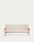 Divano Amsen 3 posti in ciniglia beige, in compensato di rovere beige con gambe in acciaio inox spazzolato 205 cm