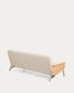 Divano Amsen 3 posti in ciniglia beige, in compensato di rovere beige con gambe in acciaio inox spazzolato 205 cm
