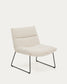 Poltrona Asen in ciniglia beige e gambe in acciaio nero FSC 100%