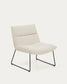 Poltrona Asen in ciniglia beige e gambe in acciaio nero FSC 100%
