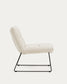 Poltrona Asen in ciniglia beige e gambe in acciaio nero FSC 100%