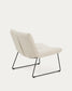 Poltrona Asen in ciniglia beige e gambe in acciaio nero FSC 100%