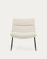 Poltrona Asen in ciniglia beige e gambe in acciaio nero FSC 100%