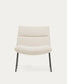 Poltrona Asen in ciniglia beige e gambe in acciaio nero FSC 100%