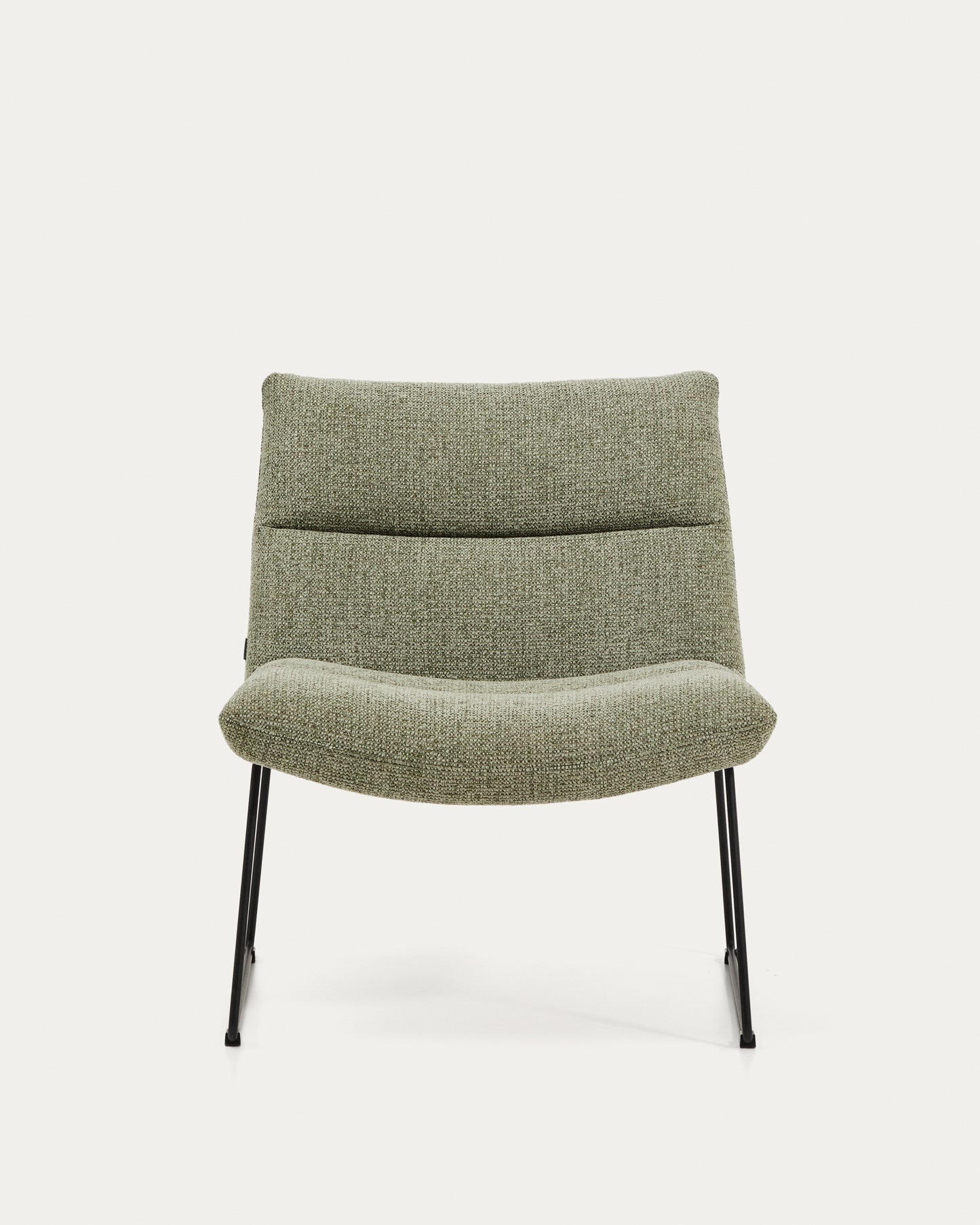 Poltrona Asen in ciniglia verde e gambe in acciaio nero FSC 100%