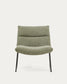 Poltrona Asen in ciniglia verde e gambe in acciaio nero FSC 100%