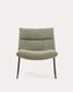 Poltrona Asen in ciniglia verde e gambe in acciaio nero FSC 100%