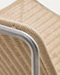 Poltrona impilabile Tavari in corda sintetica beige e acciaio inox spazzolato