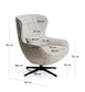 Poltrona girevole Sorile in ciniglia beige e acciaio con finitura nera FSC 100%