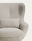 Poltrona girevole Sorile in ciniglia beige e acciaio con finitura nera FSC 100%