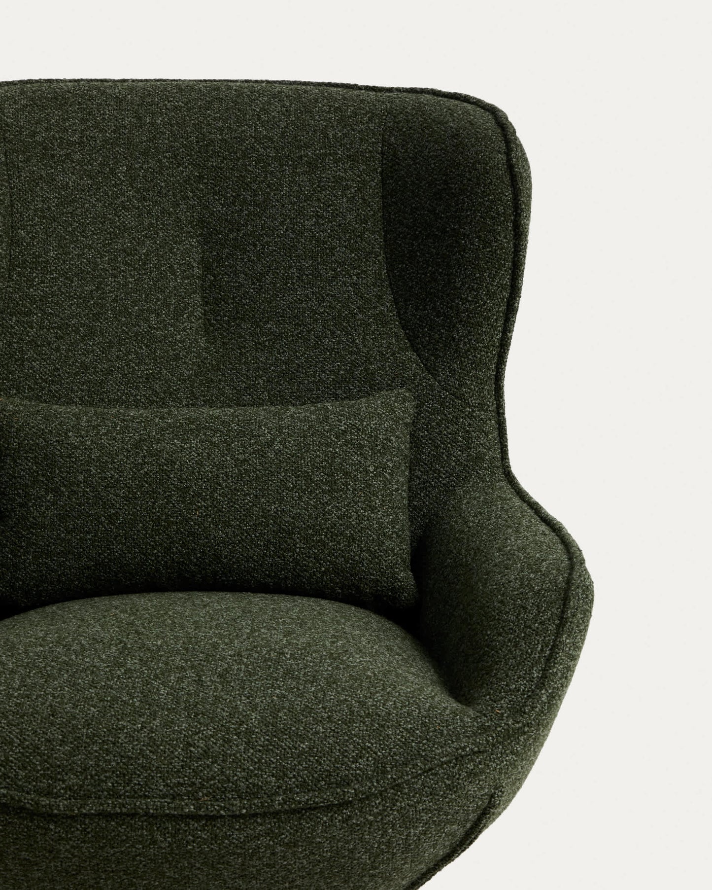 Poltrona girevole Sorile in ciniglia verde scuro e acciaio con finitura nera FSC 100%