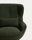 Poltrona girevole Sorile in ciniglia verde scuro e acciaio con finitura nera FSC 100%