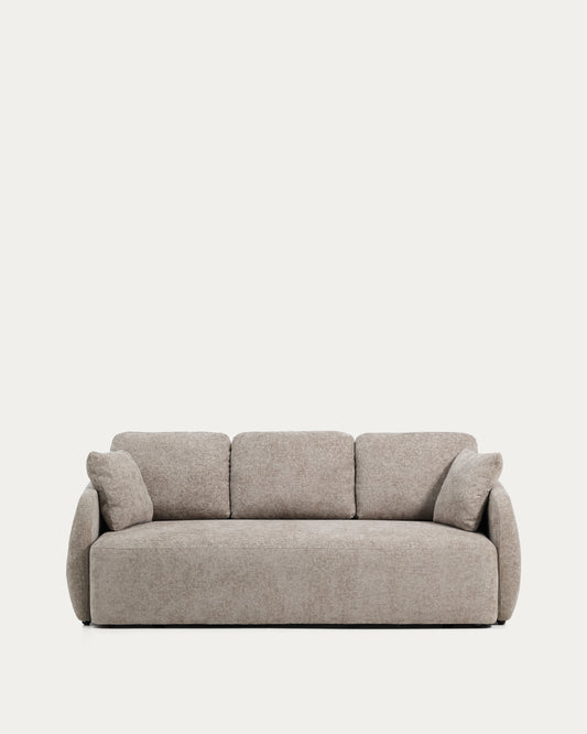 Divano letto Laira 3 posti in ciniglia tortora 218 cm