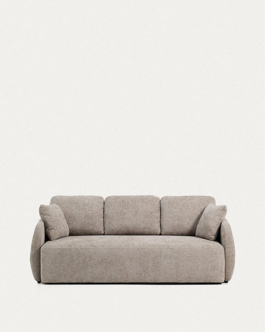 Divano letto Laira 3 posti in ciniglia tortora 218 cm