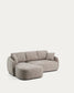 Divano letto Laira 3 posti in ciniglia tortora con chaise longue sinistra 246 cm