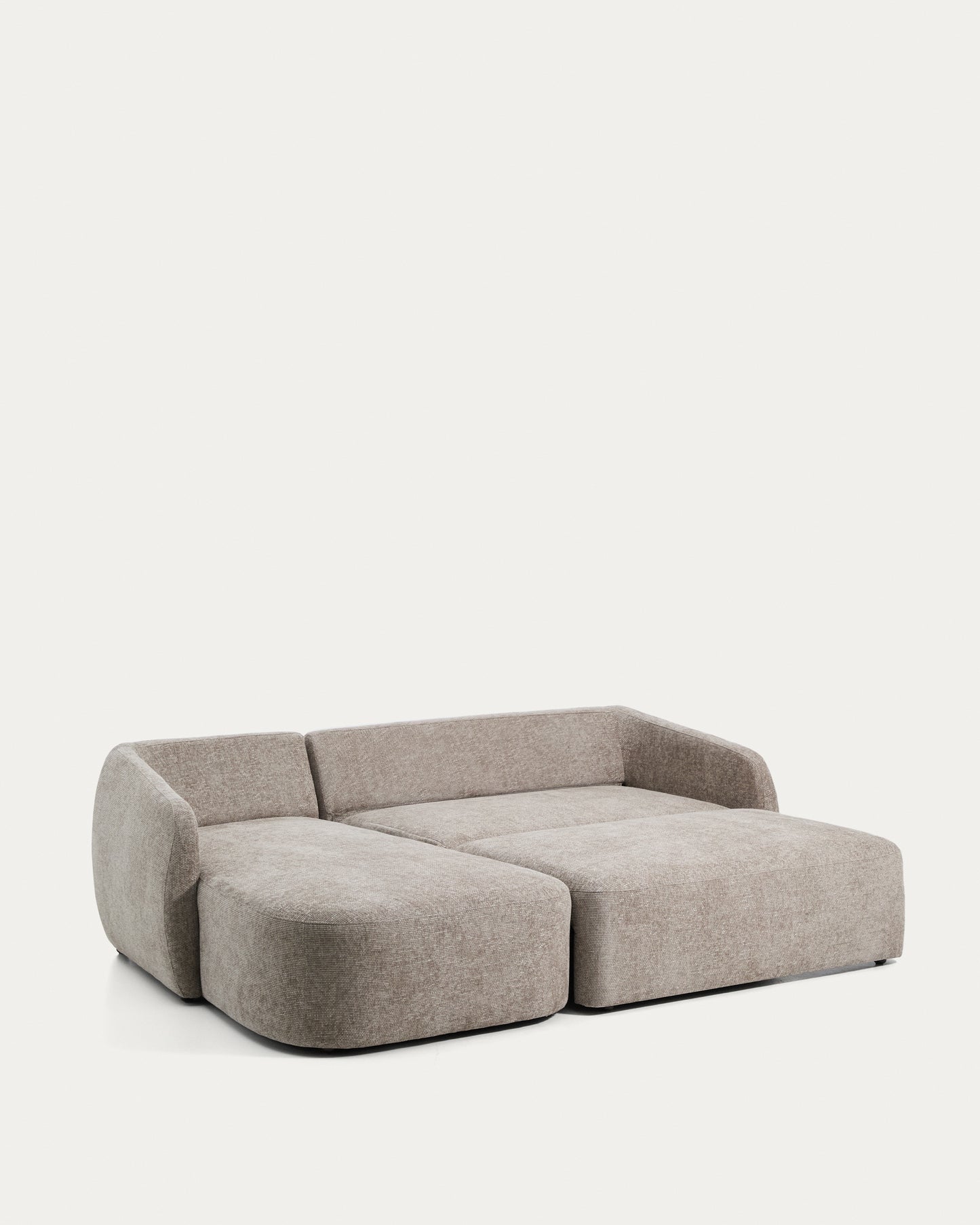 Divano letto Laira 3 posti in ciniglia tortora con chaise longue sinistra 246 cm