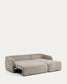 Divano letto Laira 3 posti in ciniglia tortora con chaise longue destra 246 cm