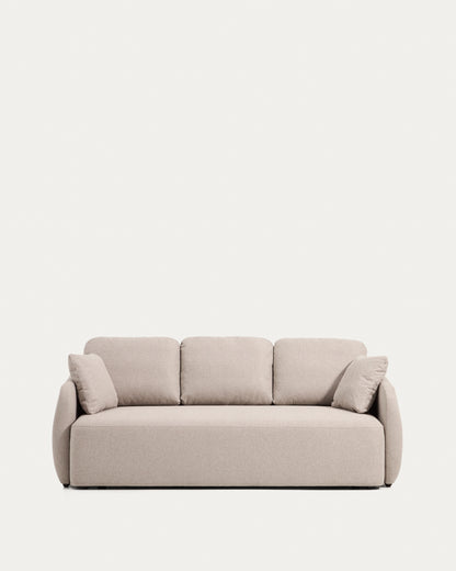 Divano letto Laira 3 posti in ciniglia beige 218 cm