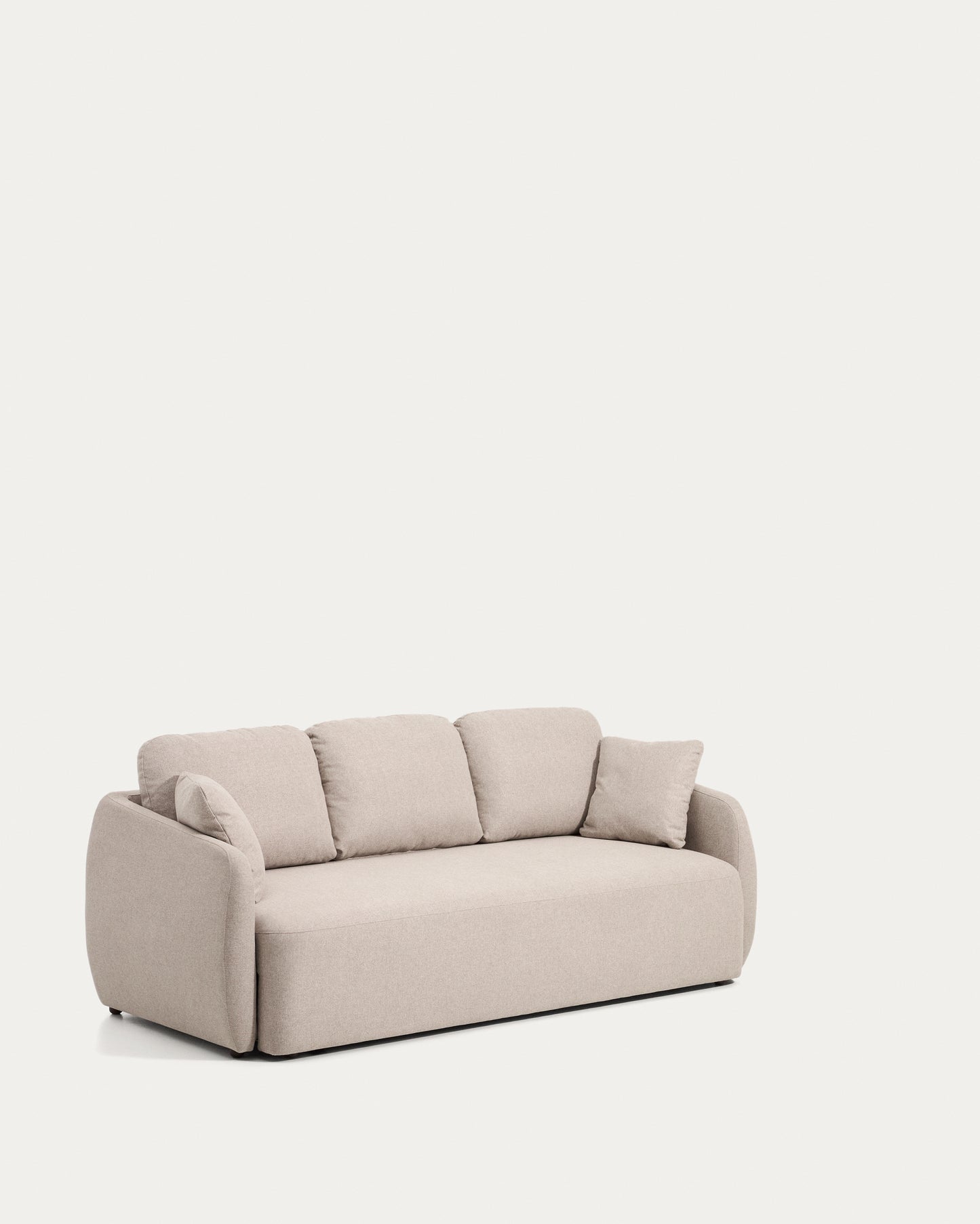 Divano letto Laira 3 posti in ciniglia beige 218 cm
