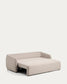 Divano letto Laira 3 posti in ciniglia beige 218 cm