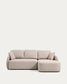 Divano letto Laira 3 posti in ciniglia beige con chaise longue destra 246 cm