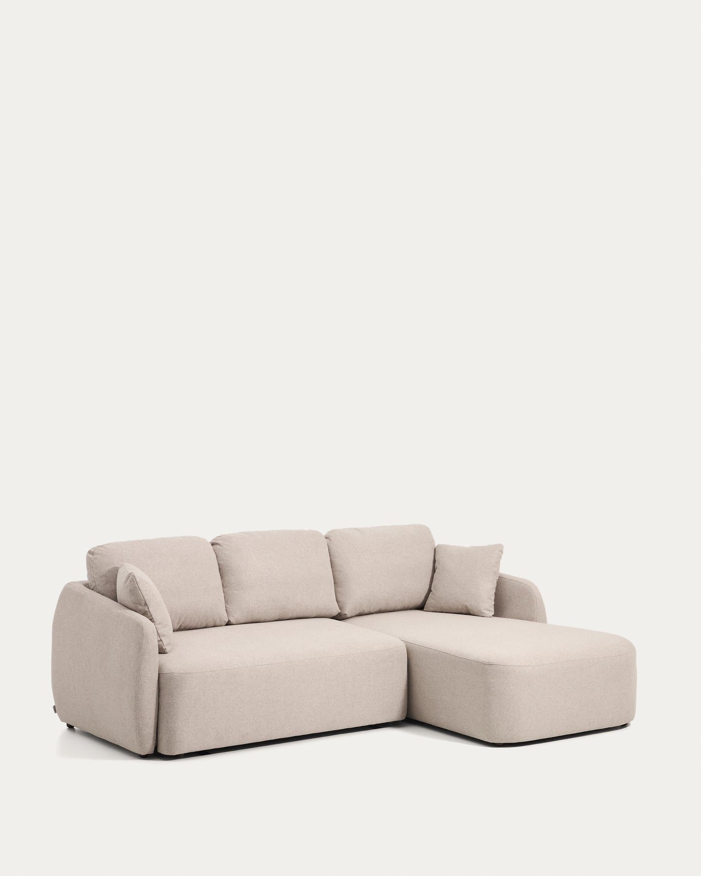 Divano letto Laira 3 posti in ciniglia beige con chaise longue destra 246 cm