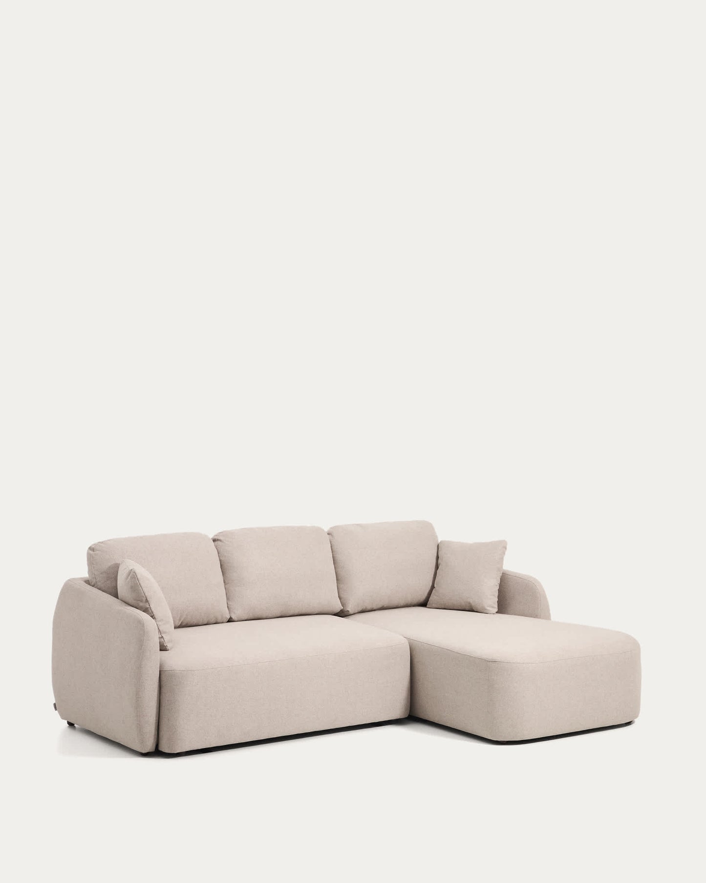 Divano letto Laira 3 posti in ciniglia beige con chaise longue destra 246 cm