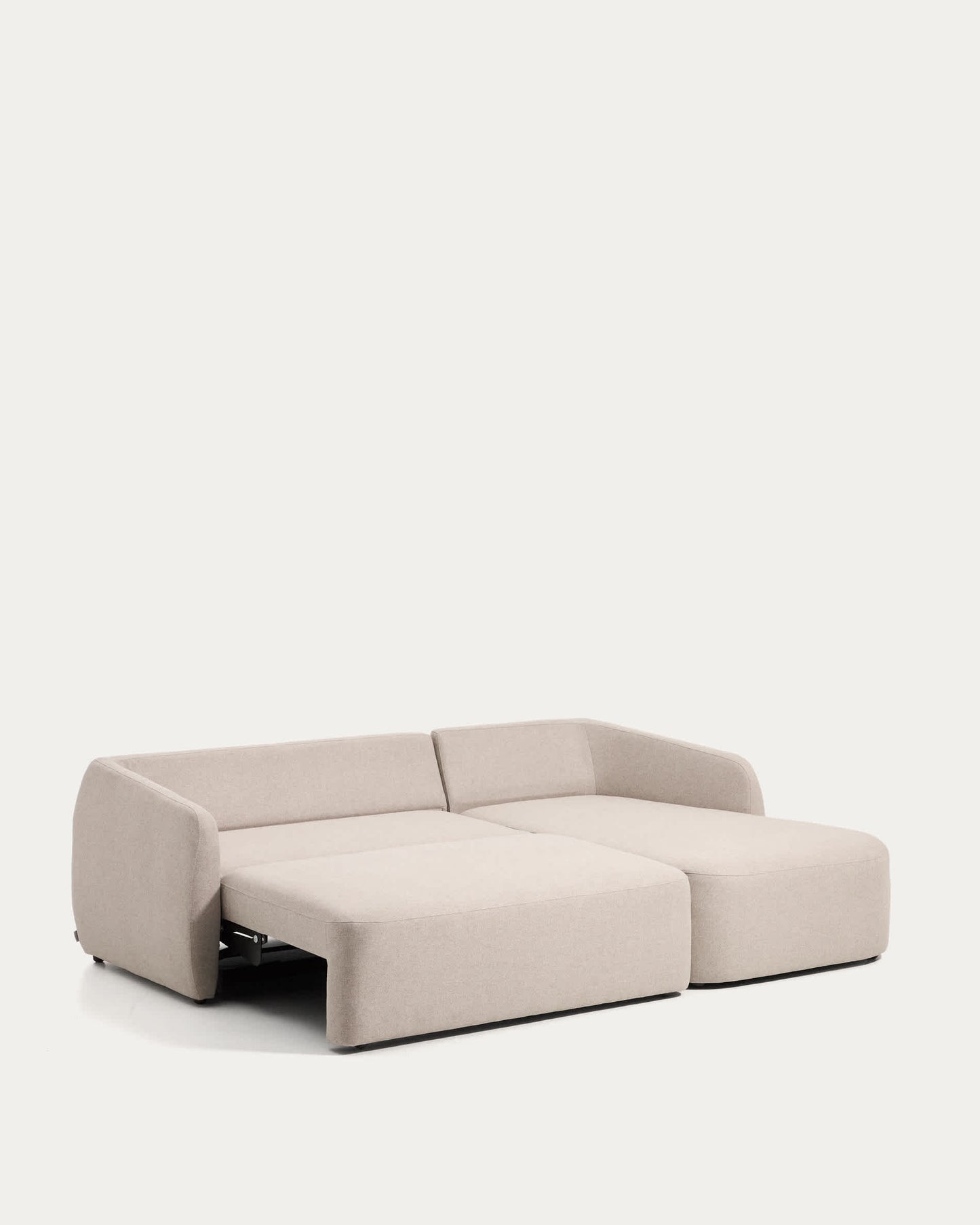 Divano letto Laira 3 posti in ciniglia beige con chaise longue destra 246 cm