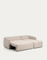 Divano letto Laira 3 posti in ciniglia beige con chaise longue destra 246 cm