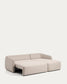 Divano letto Laira 3 posti in ciniglia beige con chaise longue destra 246 cm