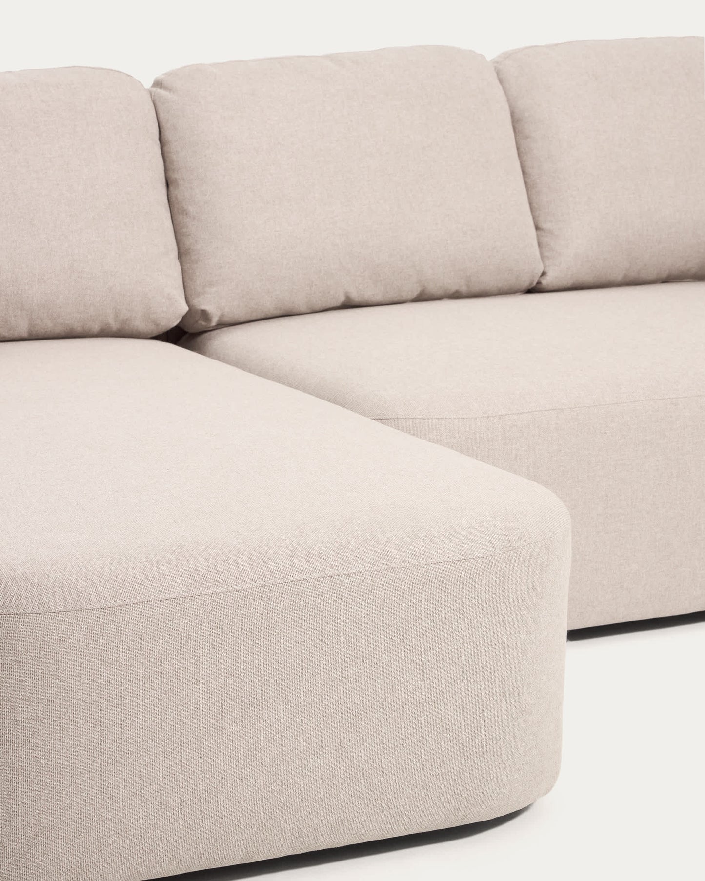 Divano letto Laira 3 posti in ciniglia beige con chaise longue sinistra 246 cm