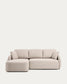 Divano letto Laira 3 posti in ciniglia beige con chaise longue sinistra 246 cm